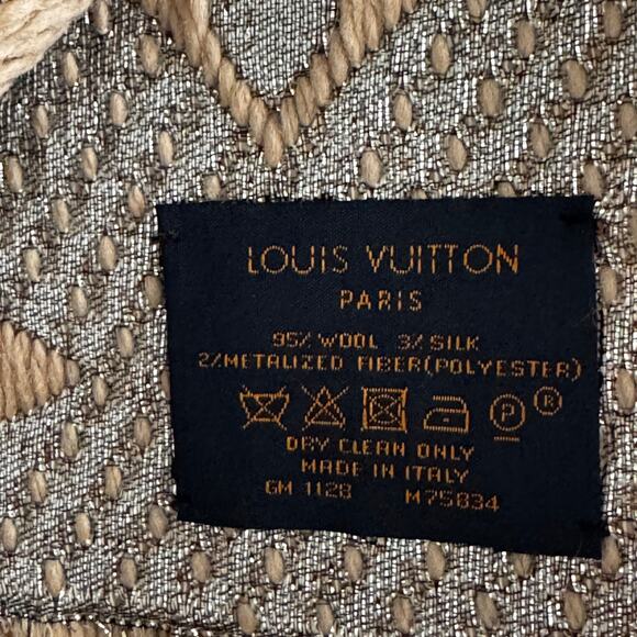 NEW LOUIS VUITTON LOGOMANIA SCARF SHINE LIGHT BROWN - Picture 3 of 4